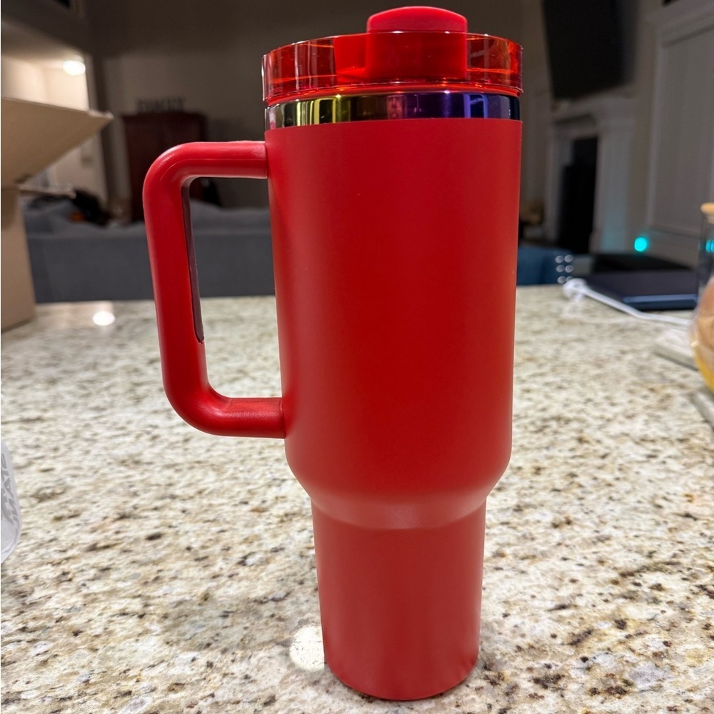Stanley Red with Chrome Accents Travel Mug - Picture 2 of 3